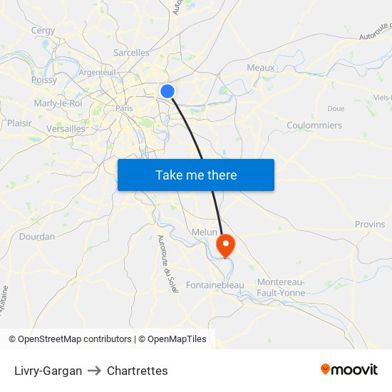 Livry-Gargan to Chartrettes map