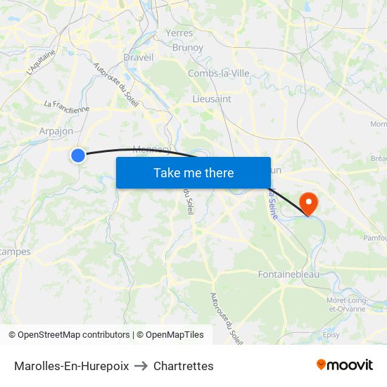 Marolles-En-Hurepoix to Chartrettes map