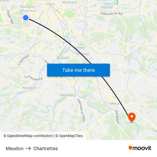 Meudon to Chartrettes map