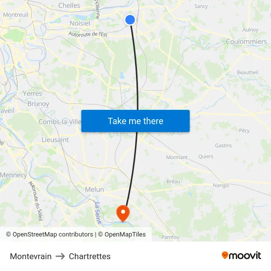 Montevrain to Chartrettes map