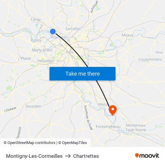 Montigny-Les-Cormeilles to Chartrettes map