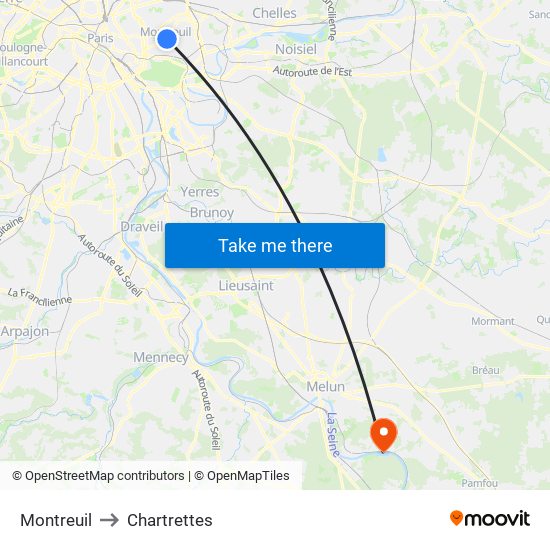 Montreuil to Chartrettes map