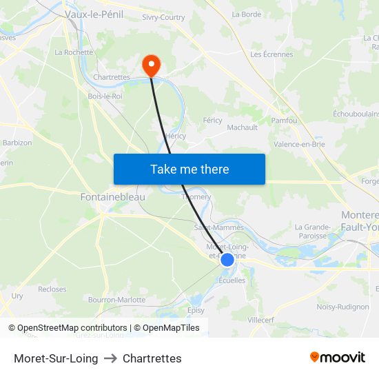 Moret-Sur-Loing to Chartrettes map