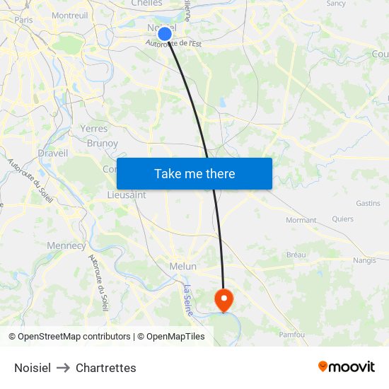 Noisiel to Chartrettes map