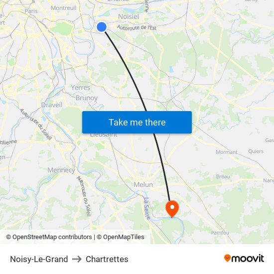 Noisy-Le-Grand to Chartrettes map