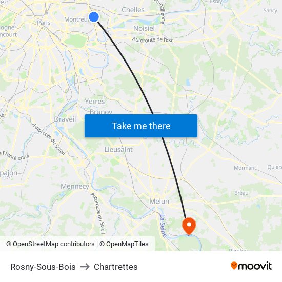 Rosny-Sous-Bois to Chartrettes map