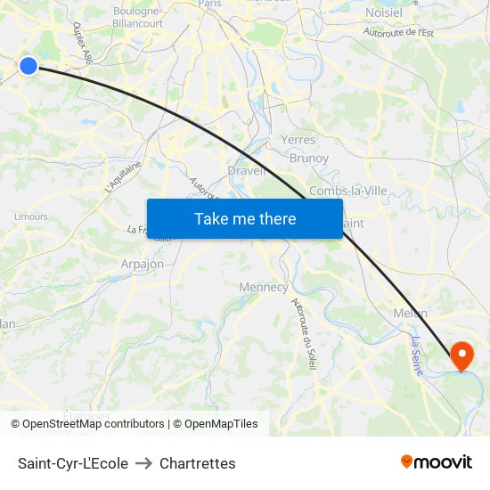 Saint-Cyr-L'Ecole to Chartrettes map