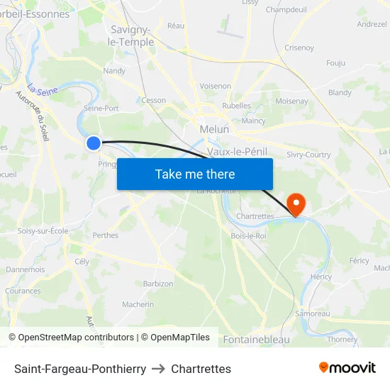 Saint-Fargeau-Ponthierry to Chartrettes map