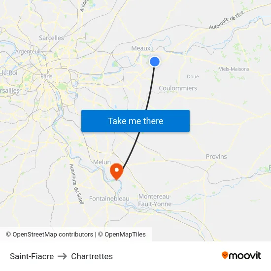Saint-Fiacre to Chartrettes map