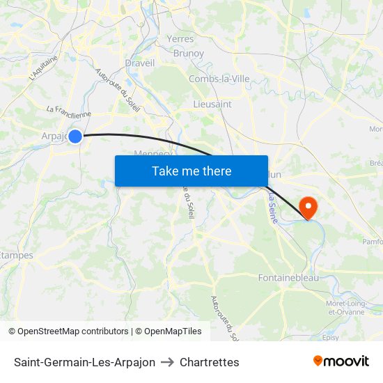 Saint-Germain-Les-Arpajon to Chartrettes map