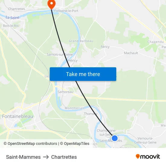 Saint-Mammes to Chartrettes map