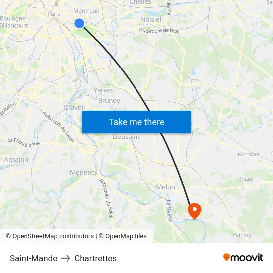 Saint-Mande to Chartrettes map