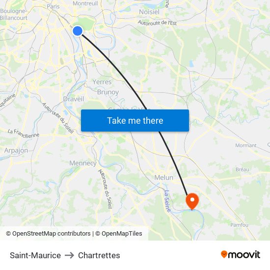 Saint-Maurice to Chartrettes map