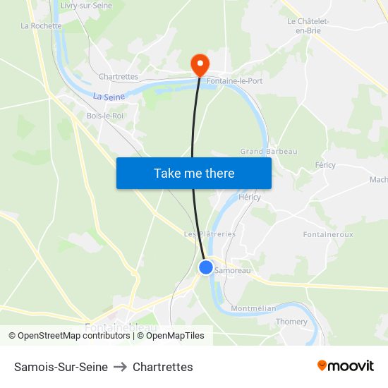 Samois-Sur-Seine to Chartrettes map