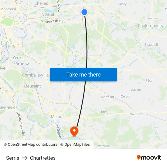 Serris to Chartrettes map