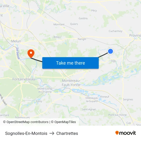 Sognolles-En-Montois to Chartrettes map