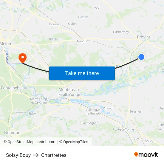 Soisy-Bouy to Chartrettes map