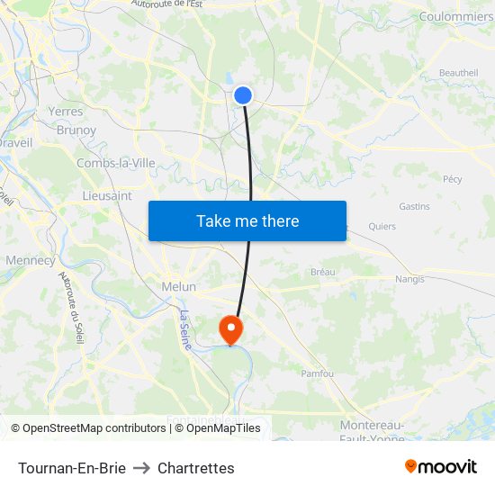Tournan-En-Brie to Chartrettes map