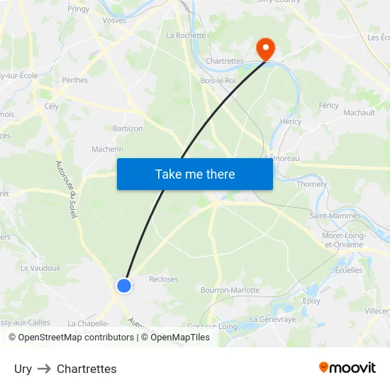 Ury to Chartrettes map