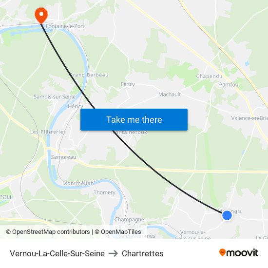 Vernou-La-Celle-Sur-Seine to Chartrettes map