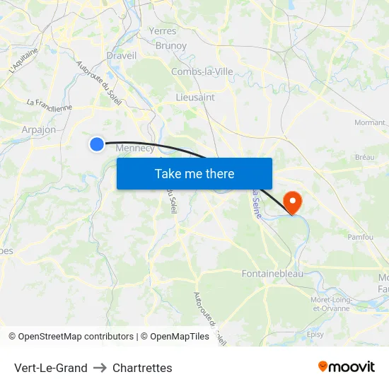 Vert-Le-Grand to Chartrettes map