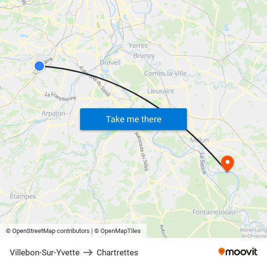 Villebon-Sur-Yvette to Chartrettes map