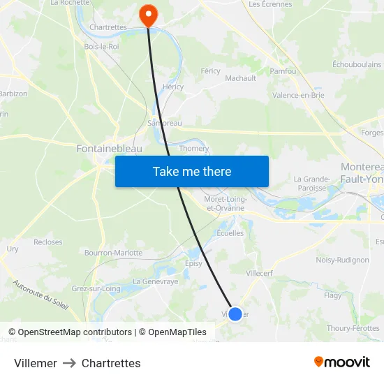 Villemer to Chartrettes map