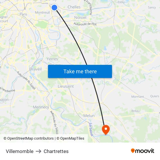 Villemomble to Chartrettes map