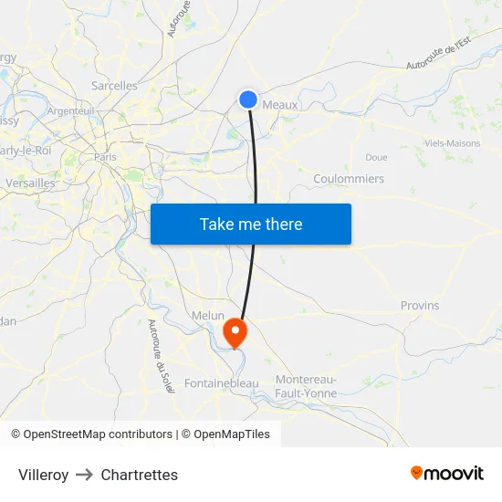 Villeroy to Chartrettes map
