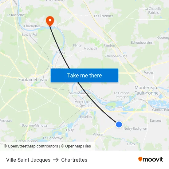 Ville-Saint-Jacques to Chartrettes map