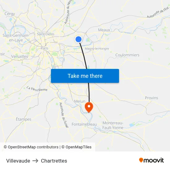 Villevaude to Chartrettes map