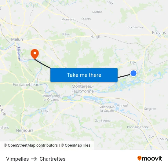 Vimpelles to Chartrettes map