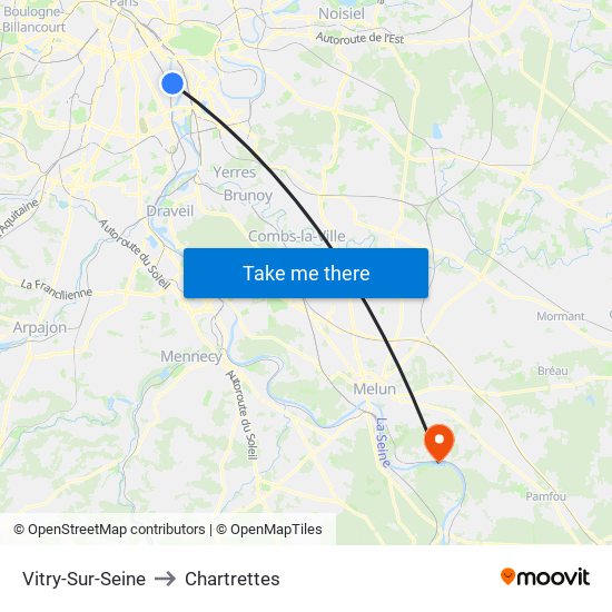 Vitry-Sur-Seine to Chartrettes map