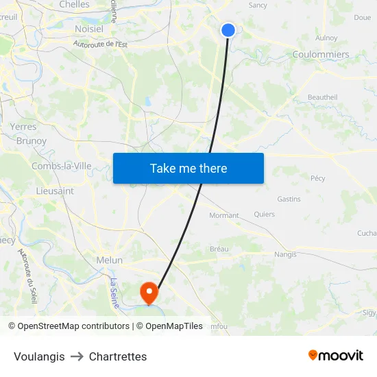 Voulangis to Chartrettes map