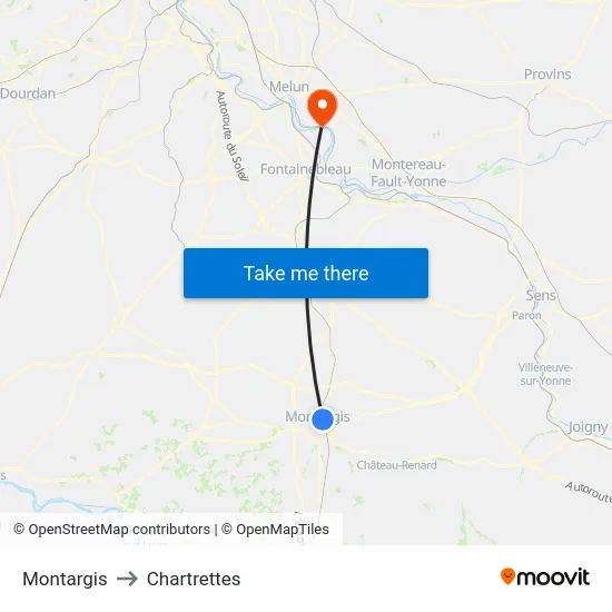 Montargis to Chartrettes map