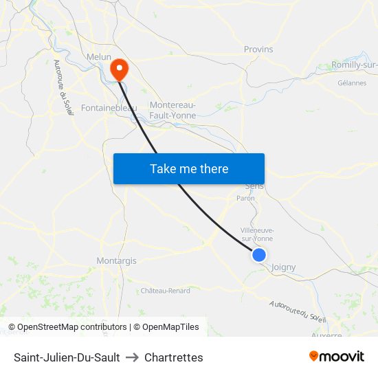 Saint-Julien-Du-Sault to Chartrettes map