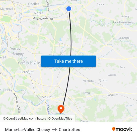 Marne-La-Vallée Chessy to Chartrettes map