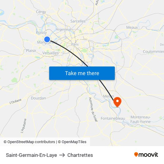 Saint-Germain-En-Laye to Chartrettes map