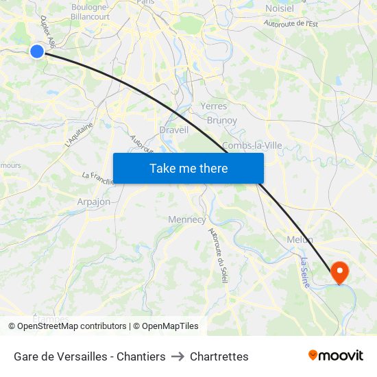 Gare de Versailles - Chantiers to Chartrettes map