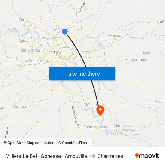 Villiers-Le-Bel - Gonesse - Arnouville to Chartrettes map