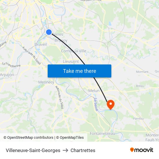 Villeneuve-Saint-Georges to Chartrettes map
