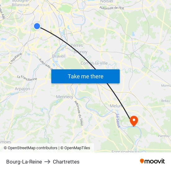 Bourg-La-Reine to Chartrettes map