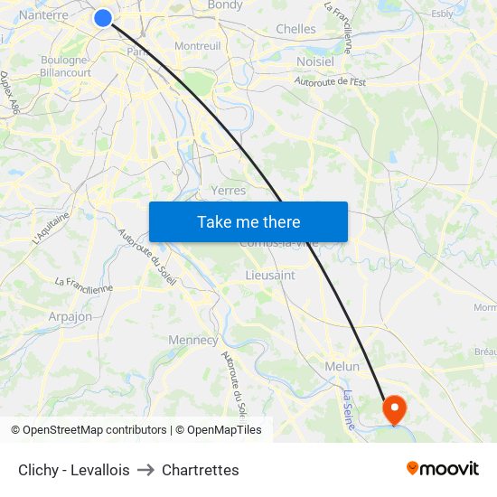 Clichy - Levallois to Chartrettes map