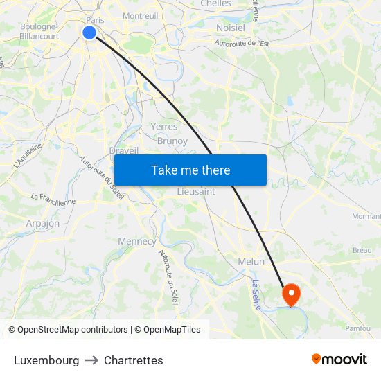 Luxembourg to Chartrettes map