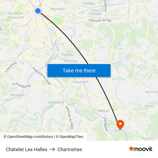 Châtelet Les Halles to Chartrettes map