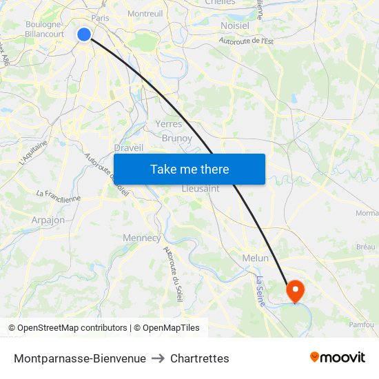 Montparnasse-Bienvenue to Chartrettes map