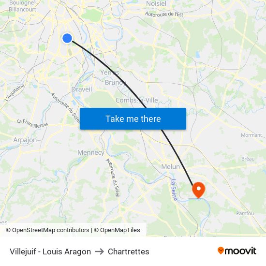 Villejuif - Louis Aragon to Chartrettes map