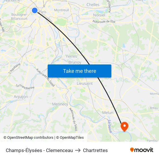 Champs-Élysées - Clemenceau to Chartrettes map