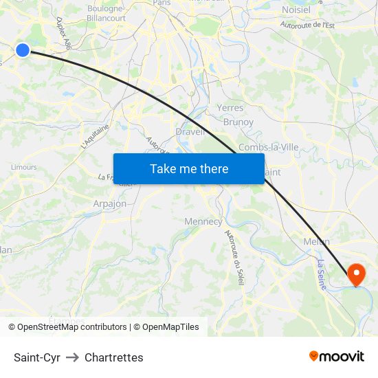 Saint-Cyr to Chartrettes map