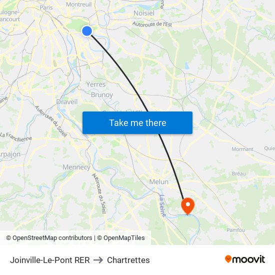 Joinville-Le-Pont RER to Chartrettes map